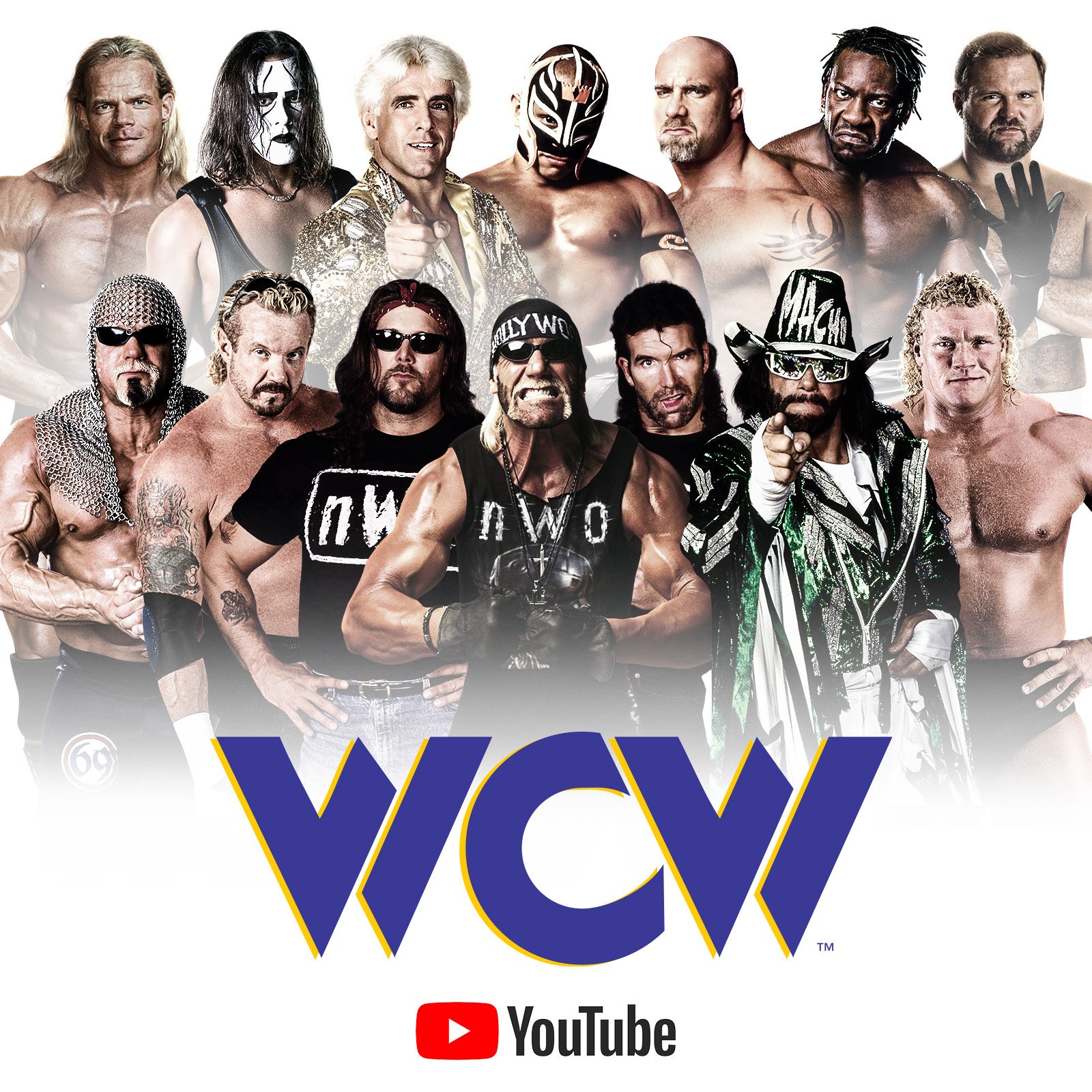 A graphic for the WWE launched WCW YouTube Channel.