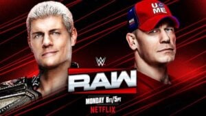 Blog banner featuring John Cena and Cody Rhodes for the March 17th, 2025 edition of WWE Monday Night Raw Results.
