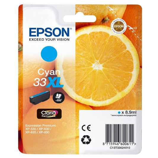 Epson Original Cyan T33XL Claria Premium Ink Cartridge